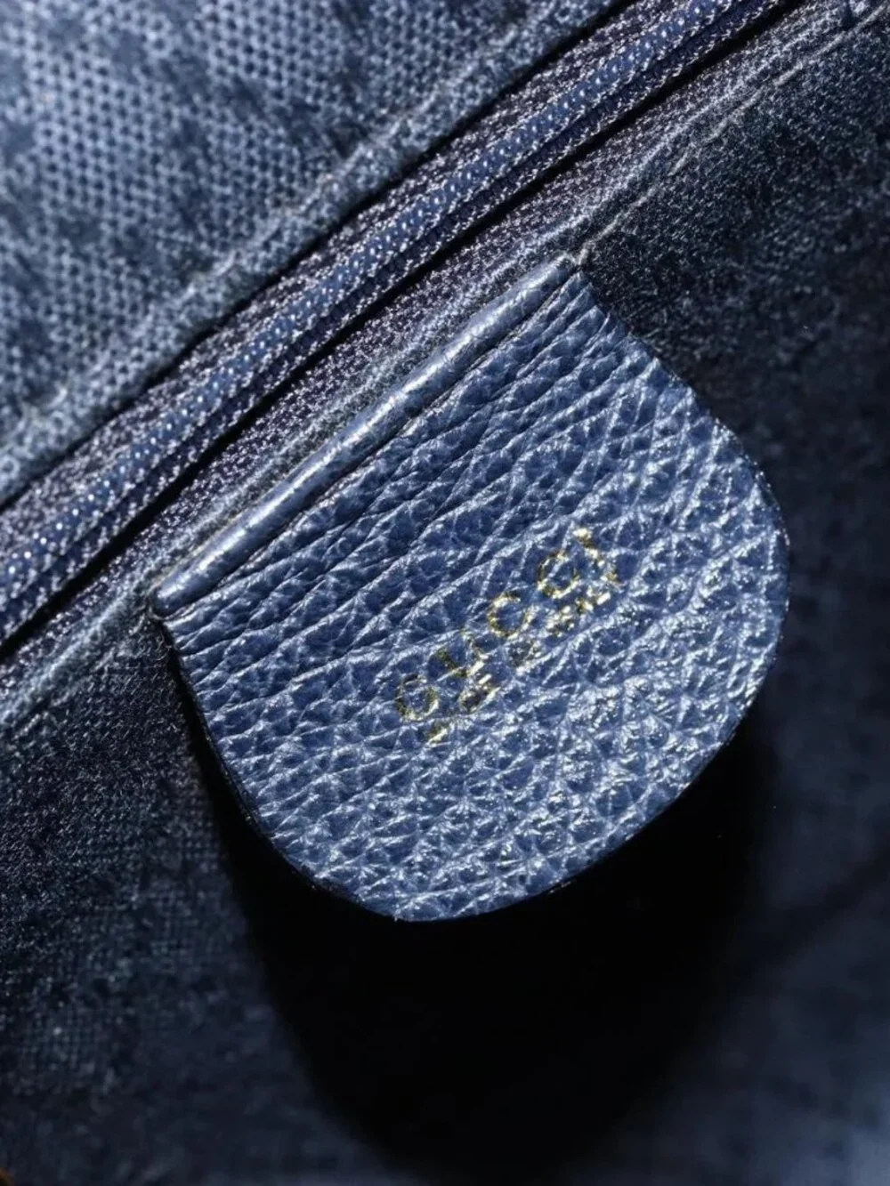 GUCCI Bamboo Backpack Suede Navy Gold 003 2034 0030 Auth